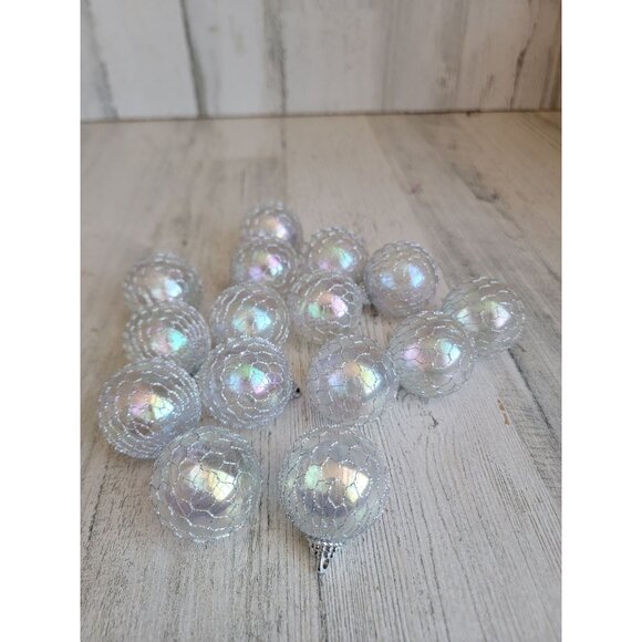 Fish net silver mini ball ornament Xmas set unique decor - Picture 6 of 7